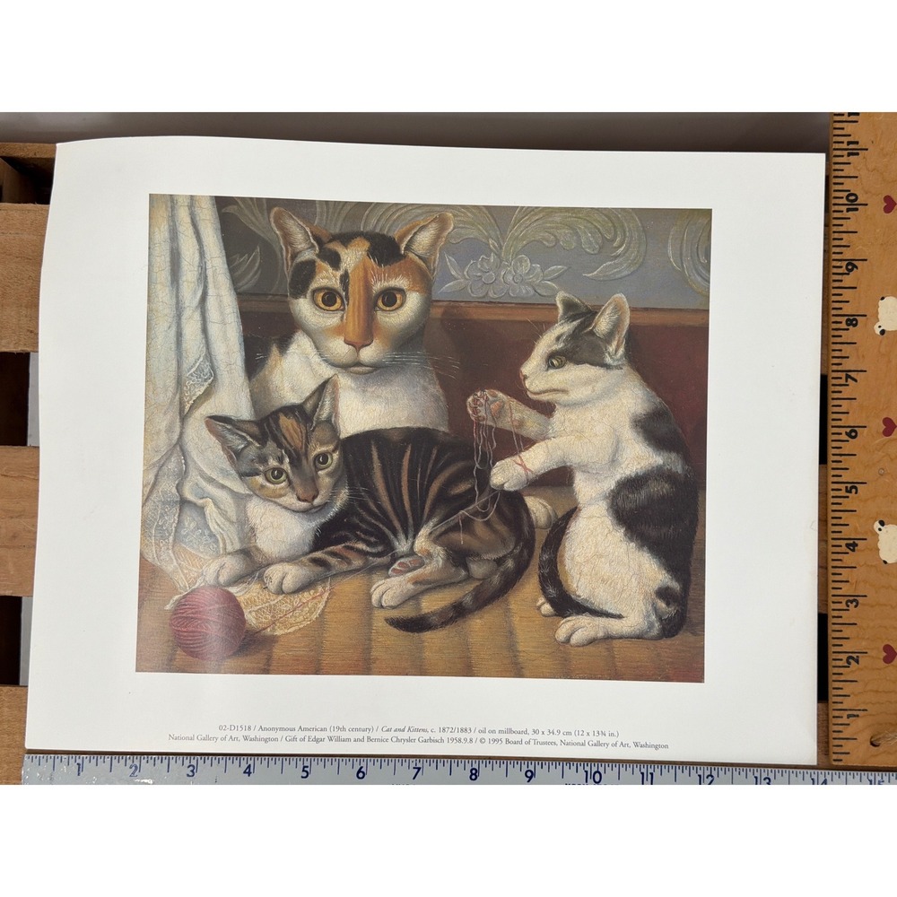 National Gallery of Art Cat and Kittens 19th Century American Art Print 11x14